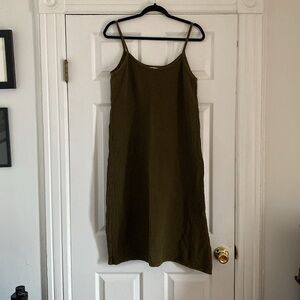 Honest Cotton Long Cotton Slip Only Size Olive Lagenlook Modest Beach Monochrome